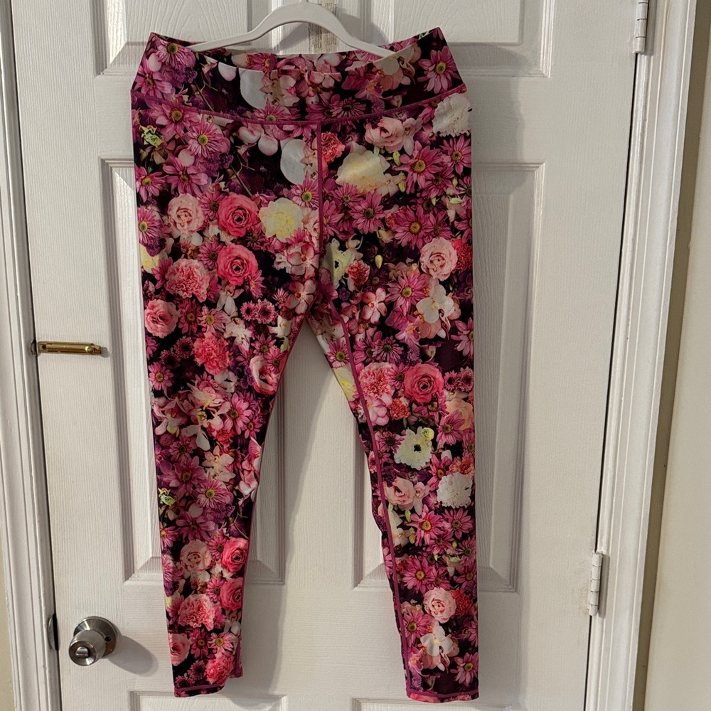 Terez Pink and Yellow Floral Leggings